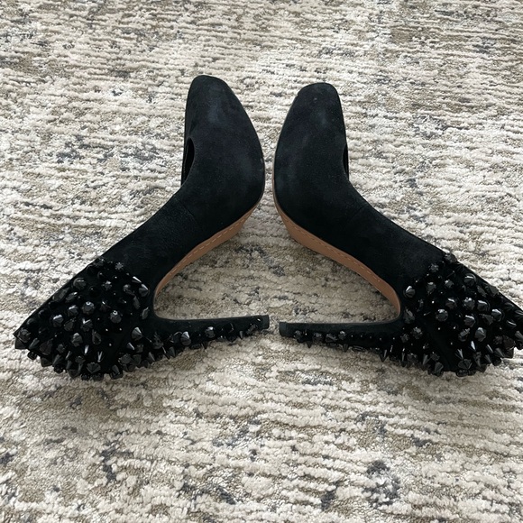 SAM EDELMAN Roza Rock Stud Heels Spiked‎ Jeweled Suede stiletto Pumps Size 8.5 - Picture 1 of 6